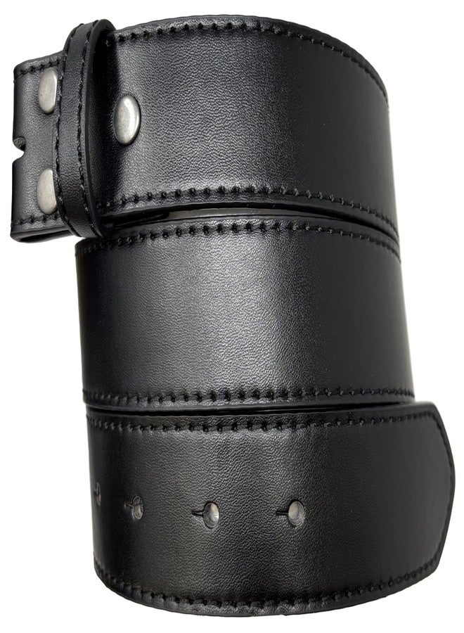 BC Belts حزام جلدي من بي سي بيلتس، ذو ملمس ناعم وحافة مخيطة، عرضه 1.5 بوصة، مزود بأزرار كبس (أسود - مقاس كبير) - Image 1
